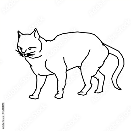 Vector design sketch of a cat walking