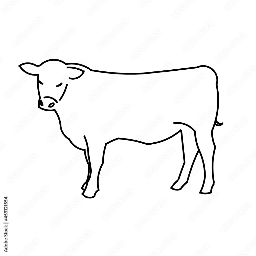 Vector design sketch of a cow standing still Vector design sketch of a cow standing still