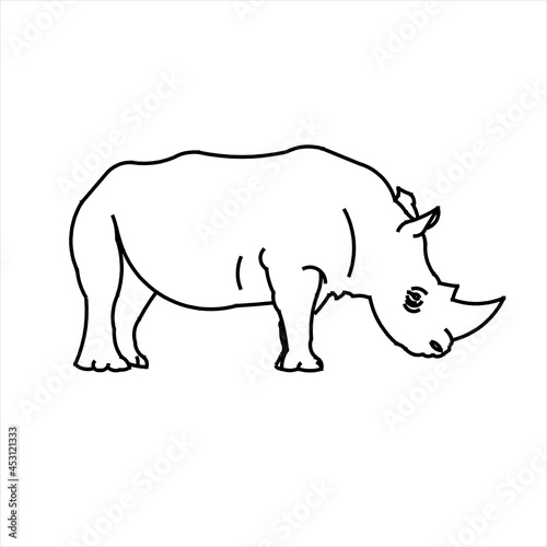 Vector design sketch of a rhino