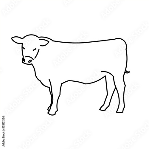 Vector design sketch of a cow standing still