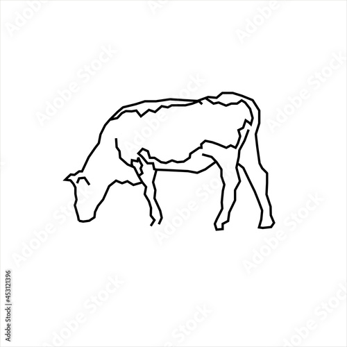 Vector design of a eating cow sketch