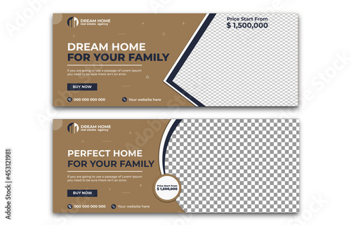 Marketing promotional editable  real estate agency facebook cover banner and web banner template photo