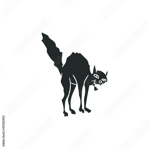 Angry Cat Icon Silhouette Illustration. Aggressive Pet Vector Graphic Pictogram Symbol Clip Art. Doodle Sketch Black Sign.