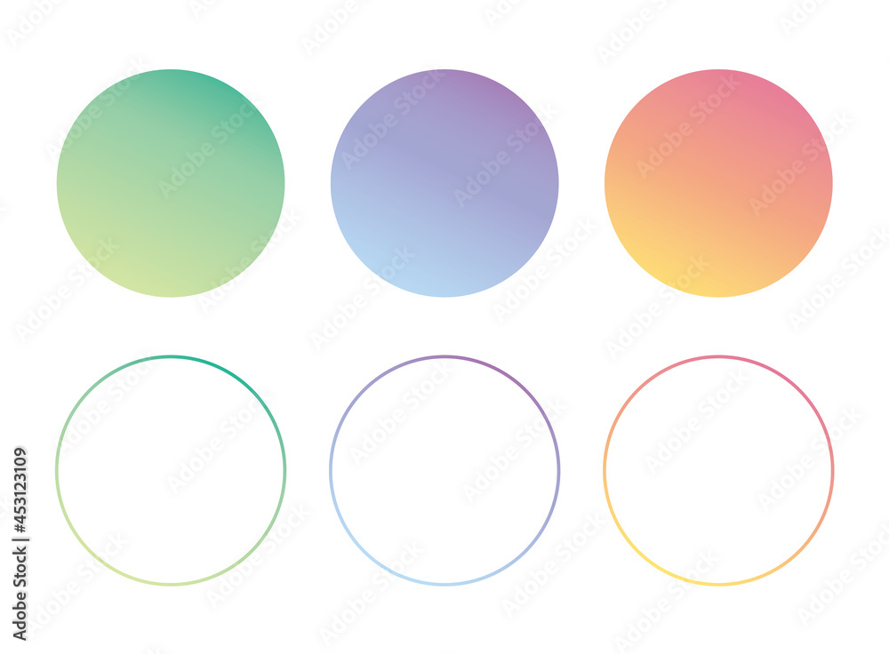 グラデーションの円形 丸型 テキストスペース ポイント ラベル 見出し背景のフレームイラストセット Stock Vektorgrafik Adobe Stock