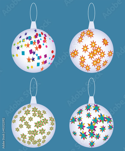 Vector image of set decorative christmas balls