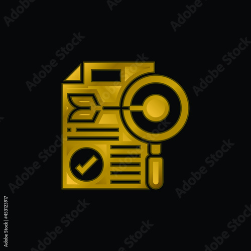 Accuracy gold plated metalic icon or logo vector