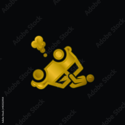 Accident gold plated metalic icon or logo vector