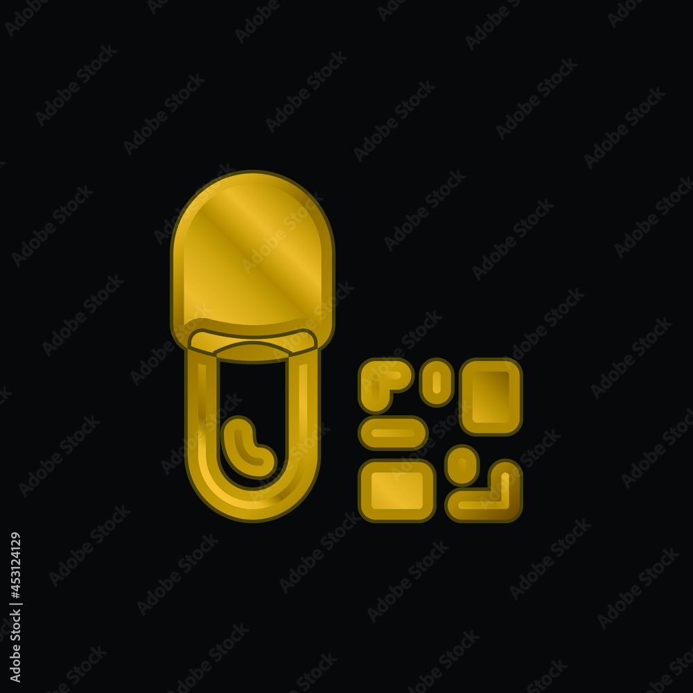 Barcode gold plated metalic icon or logo vector Barcode gold plated metalic icon or logo vector