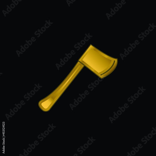 Axe gold plated metalic icon or logo vector