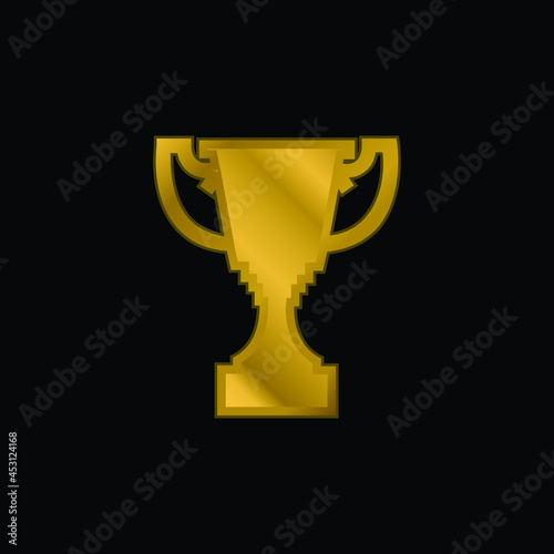Award Trophy Shape gold plated metalic icon or logo vector