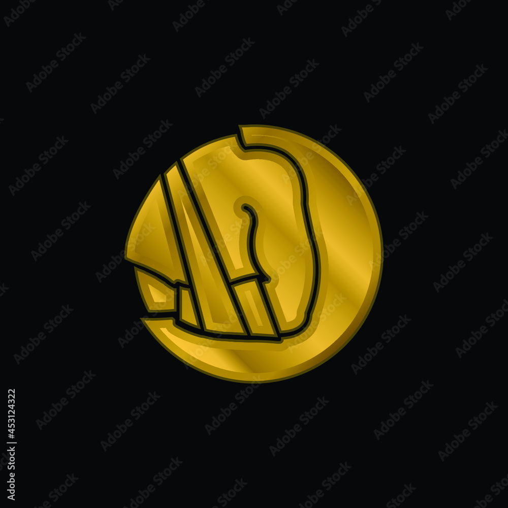 Arm gold plated metalic icon or logo vector Arm gold plated metalic icon or logo vector