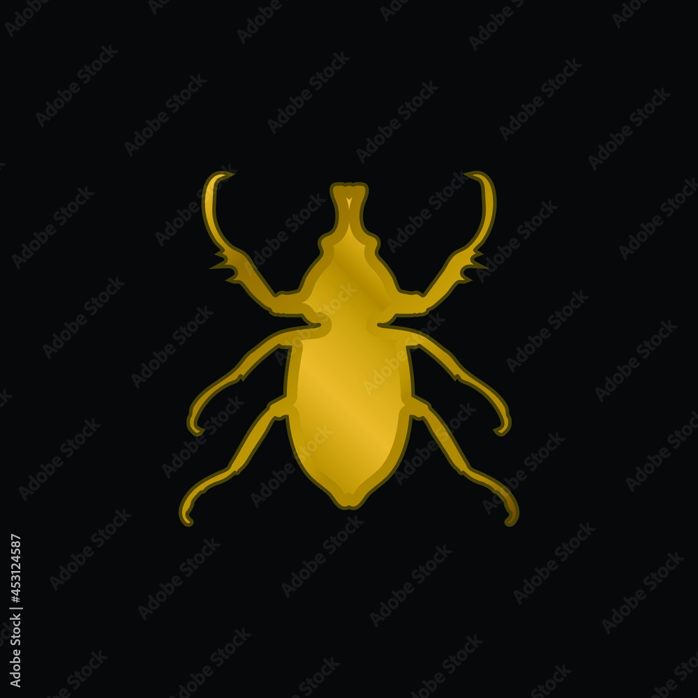 Animal Longhorned Insect Shape gold plated metalic icon or logo vector Animal Longhorned Insect Shape gold plated metalic icon or logo vector