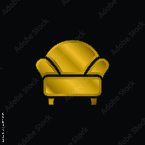 Armchair gold plated metalic icon or logo vector