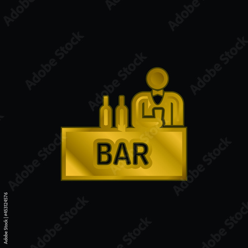 Barman gold plated metalic icon or logo vector