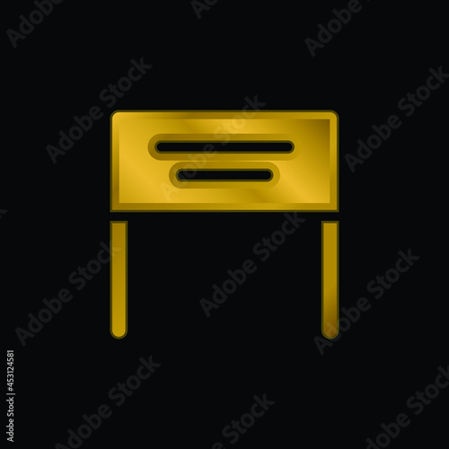 Banner gold plated metalic icon or logo vector