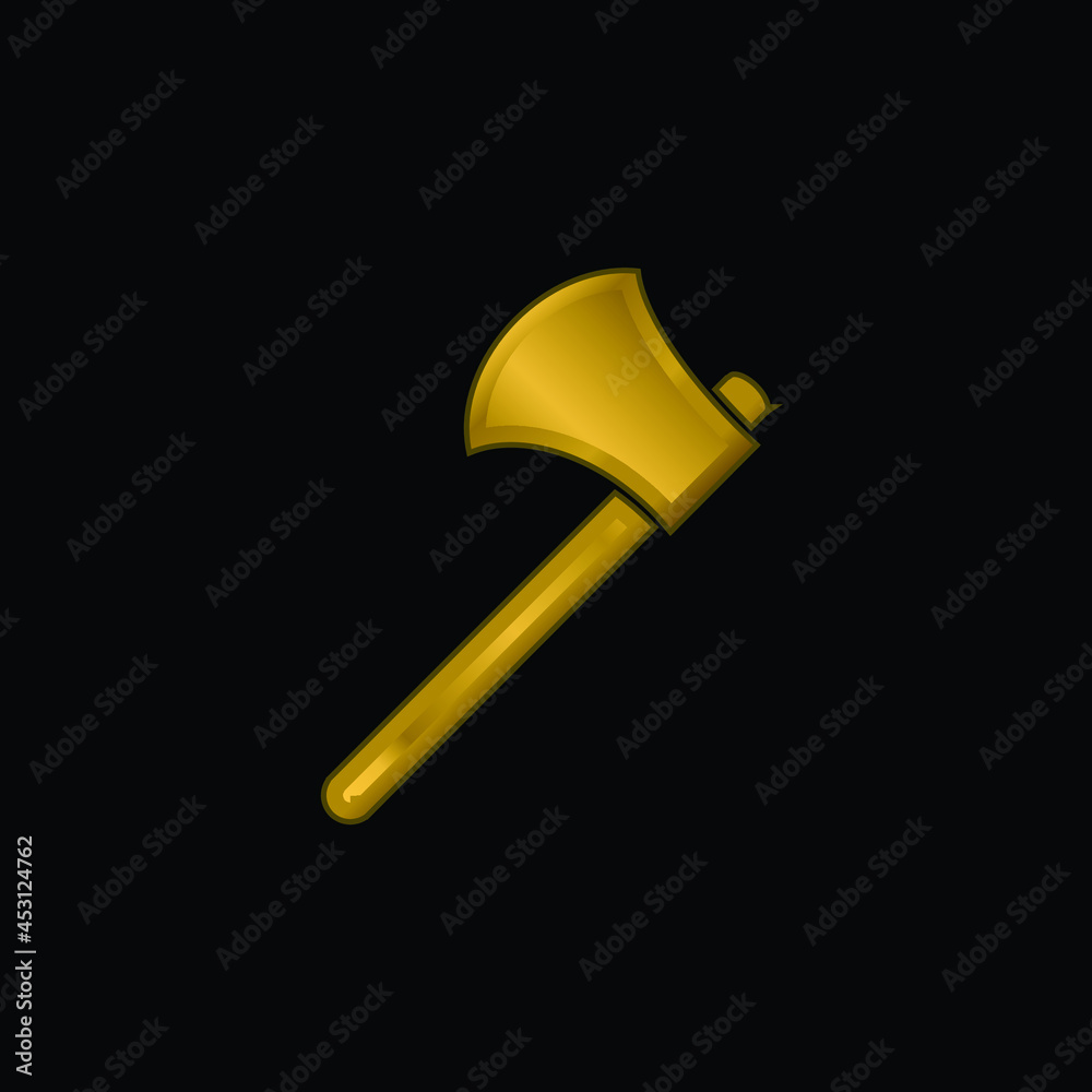 Ax Outline gold plated metalic icon or logo vector Ax Outline gold plated metalic icon or logo vector