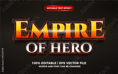 empire of hero cartoon game 3d editable text effect