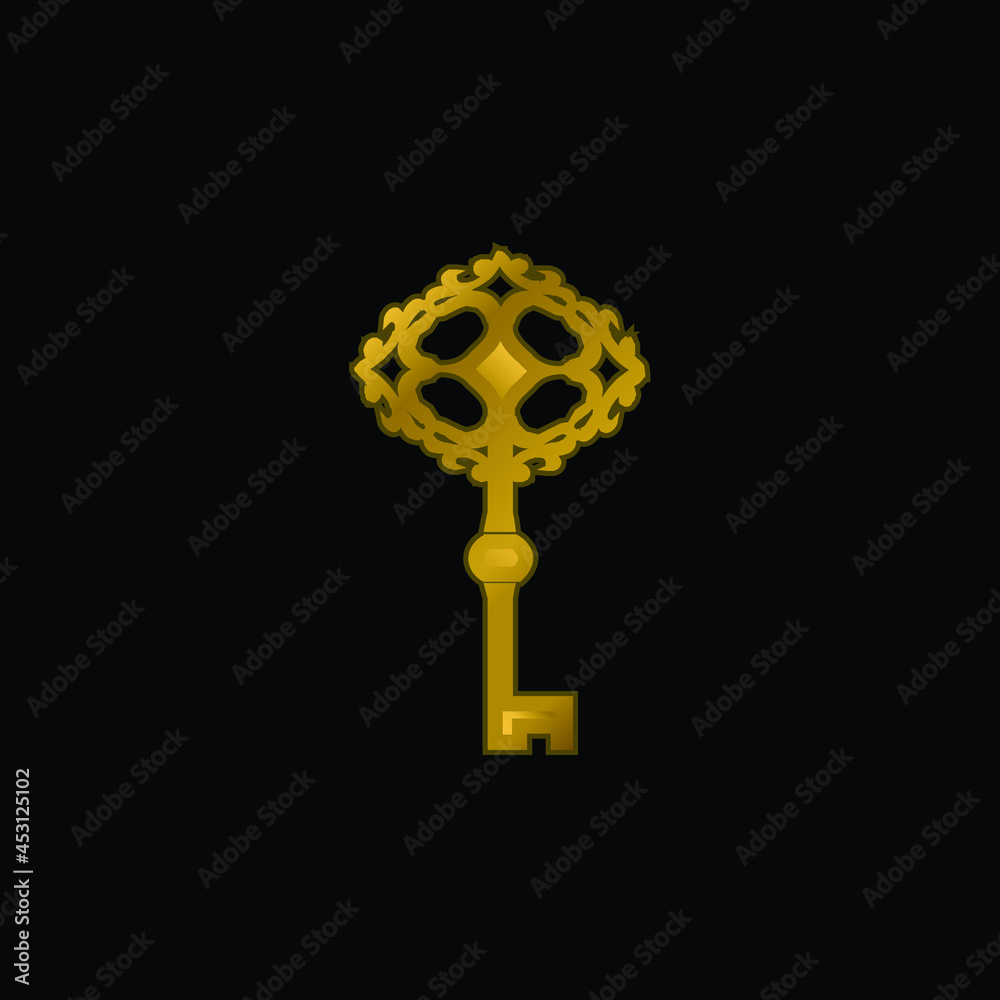 Obraz premium Antique Key Tool gold plated metalic icon or logo vector