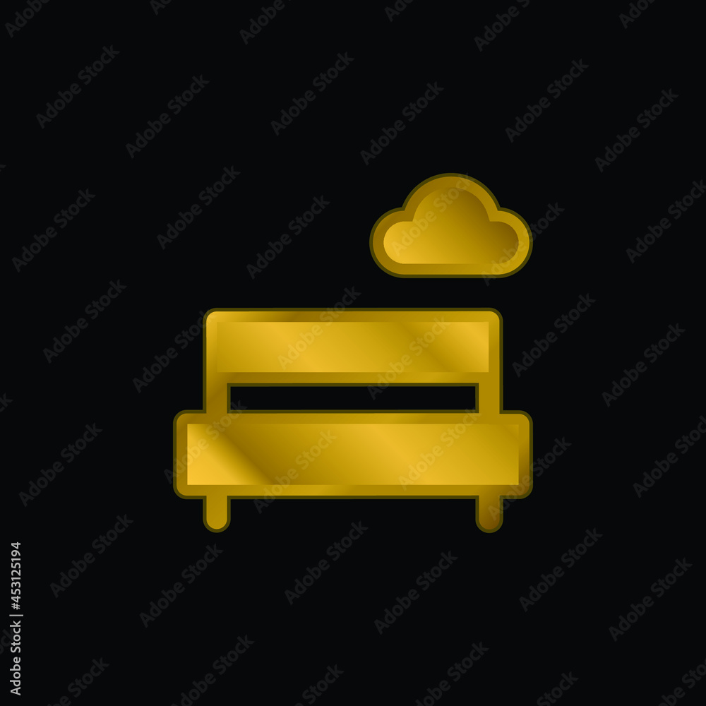 Bench gold plated metalic icon or logo vector Bench gold plated metalic icon or logo vector