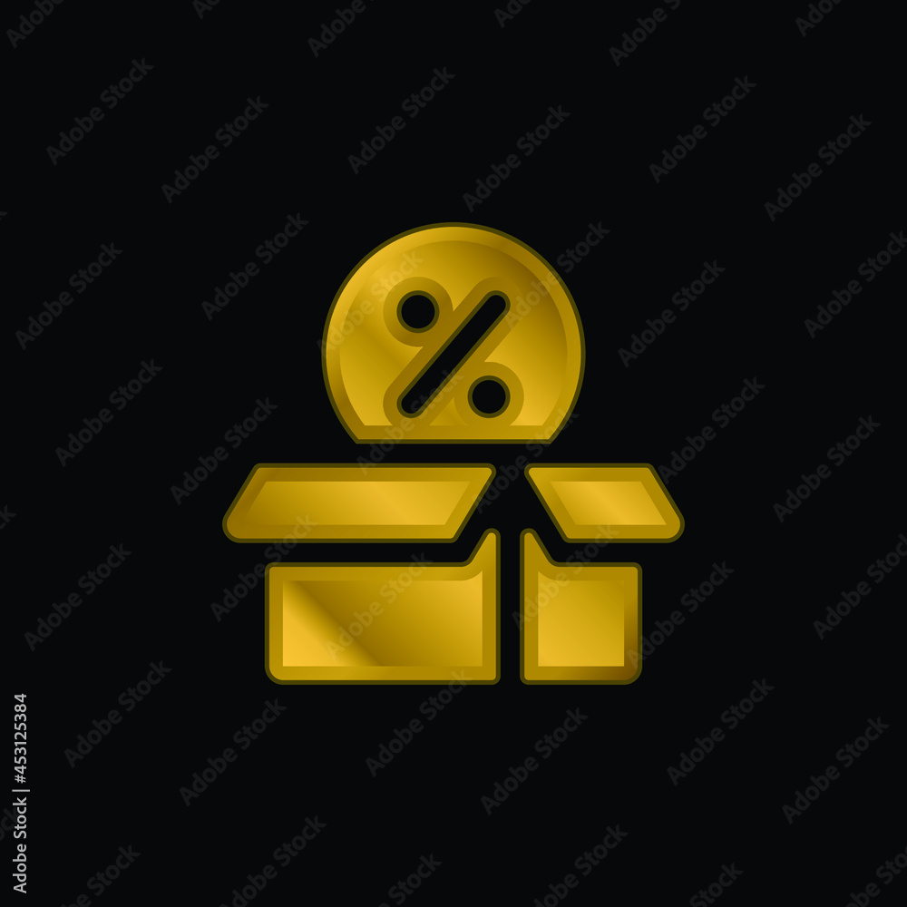 Box gold plated metalic icon or logo vector Box gold plated metalic icon or logo vector