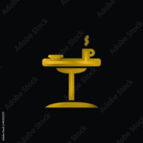 Bedside Table gold plated metalic icon or logo vector