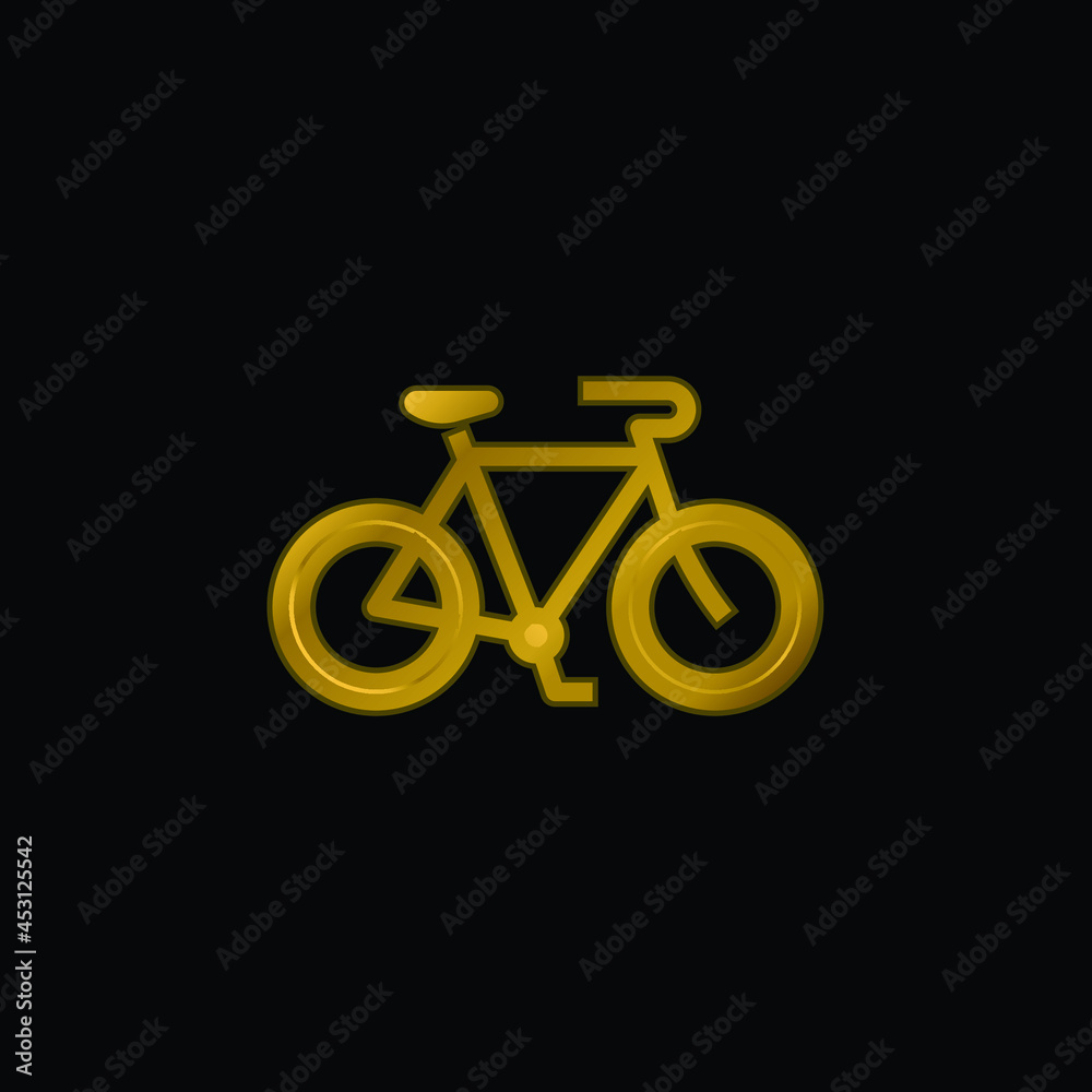 Bicycle gold plated metalic icon or logo vector