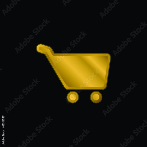 Black Ecommerce Cart gold plated metalic icon or logo vector