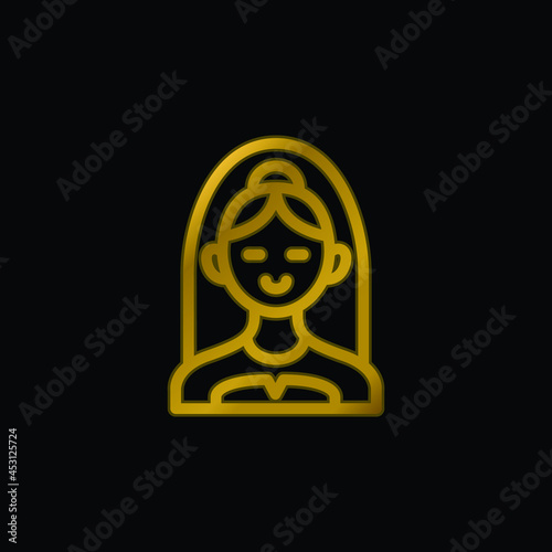 Bride Bust gold plated metalic icon or logo vector