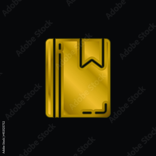 Book gold plated metalic icon or logo vector