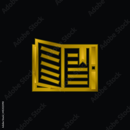 Book gold plated metalic icon or logo vector