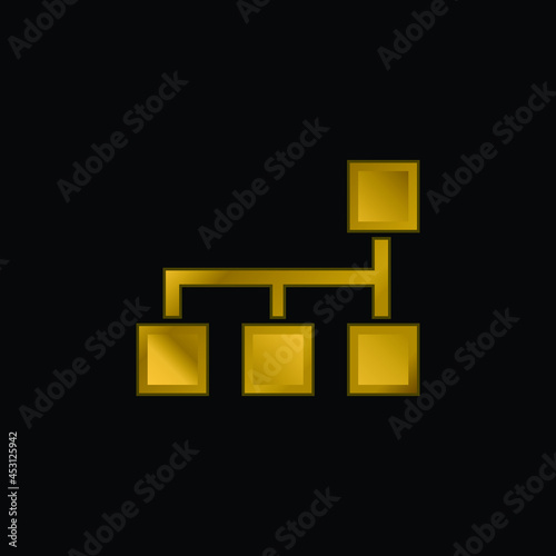 Blocks Scheme Of Squares And Lines gold plated metalic icon or logo vector