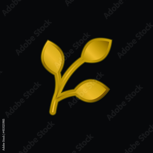 Branch gold plated metalic icon or logo vector