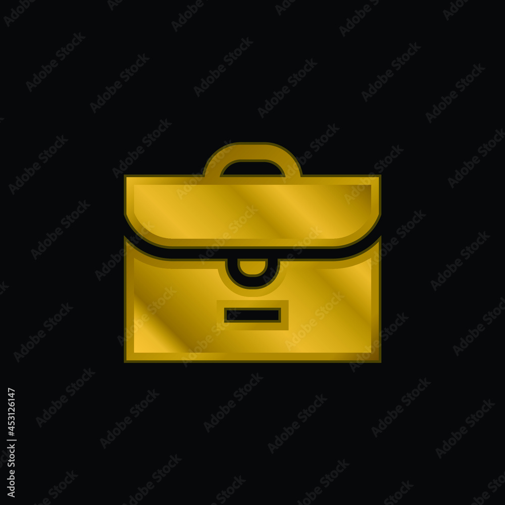 Briefcase gold plated metalic icon or logo vector