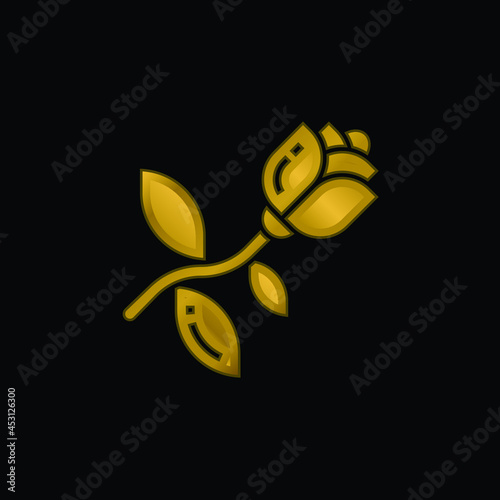 Blossom gold plated metalic icon or logo vector