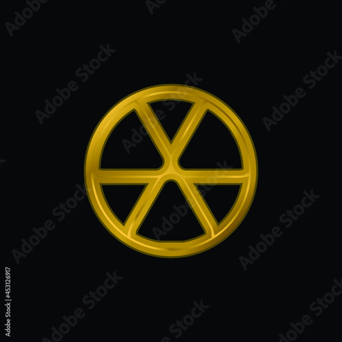 Ball Toy Outline gold plated metalic icon or logo vector
