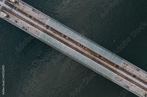 Turkey, Istanbul, Overhead view of Golden Horn Metro Bridge photo