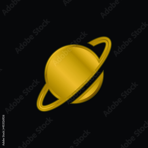 Asteroid gold plated metalic icon or logo vector