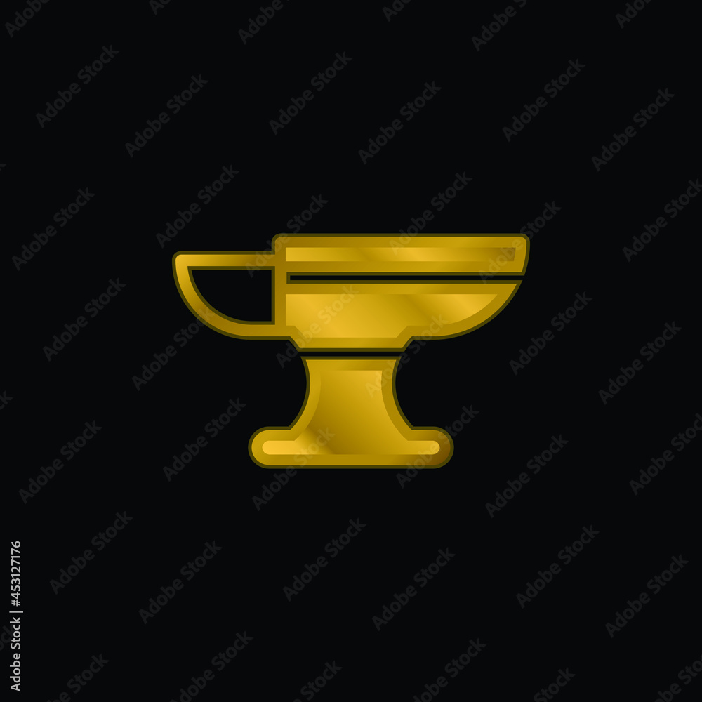 Anvil gold plated metalic icon or logo vector Anvil gold plated metalic icon or logo vector