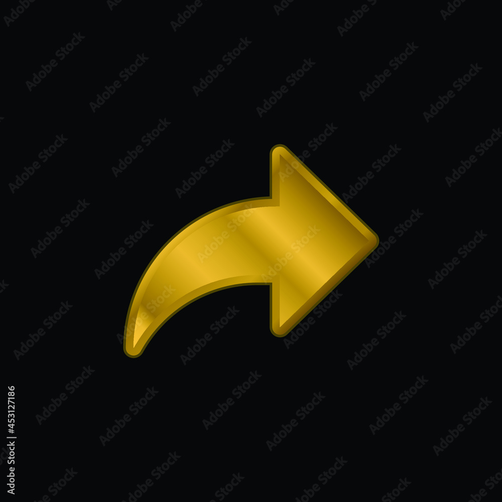 Arrow gold plated metalic icon or logo vector