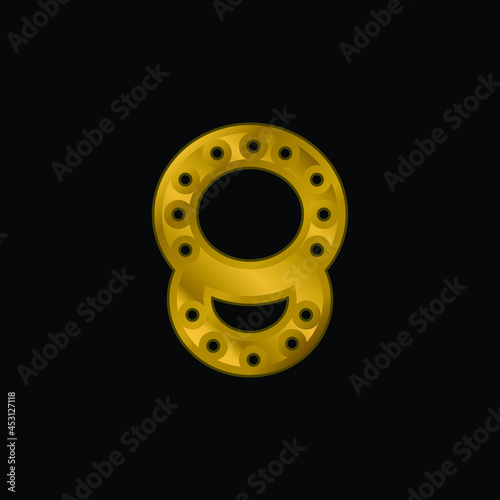 Baby Rattles Pair gold plated metalic icon or logo vector
