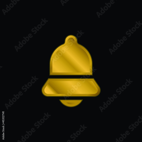 Bell gold plated metalic icon or logo vector