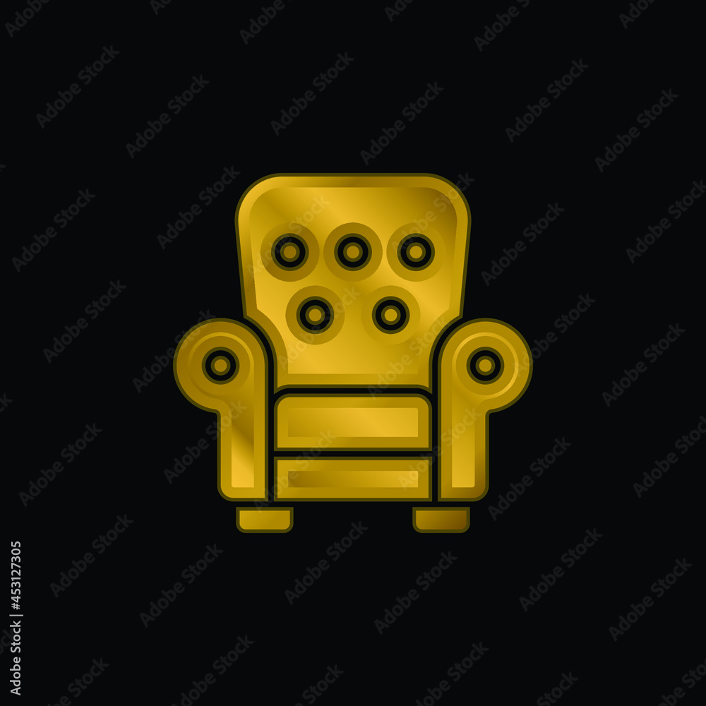 Armchair gold plated metalic icon or logo vector Armchair gold plated metalic icon or logo vector