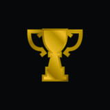 Award Trophy Cup Silhouette Of Big Size gold plated metalic icon or logo vector