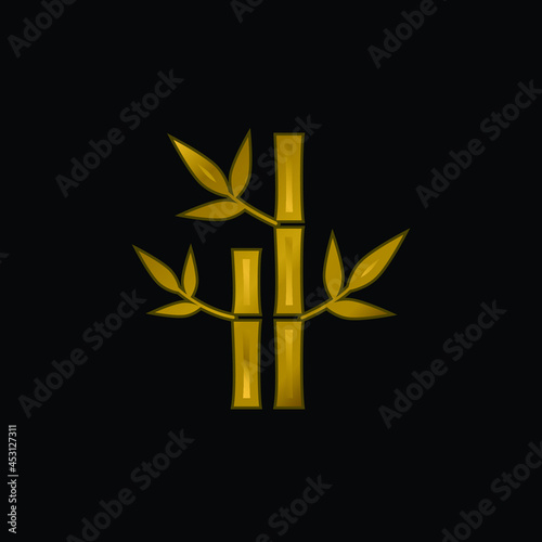 Bamboo Plants Of Spa gold plated metalic icon or logo vector