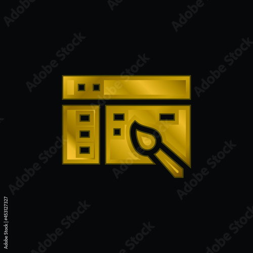 App Design gold plated metalic icon or logo vector