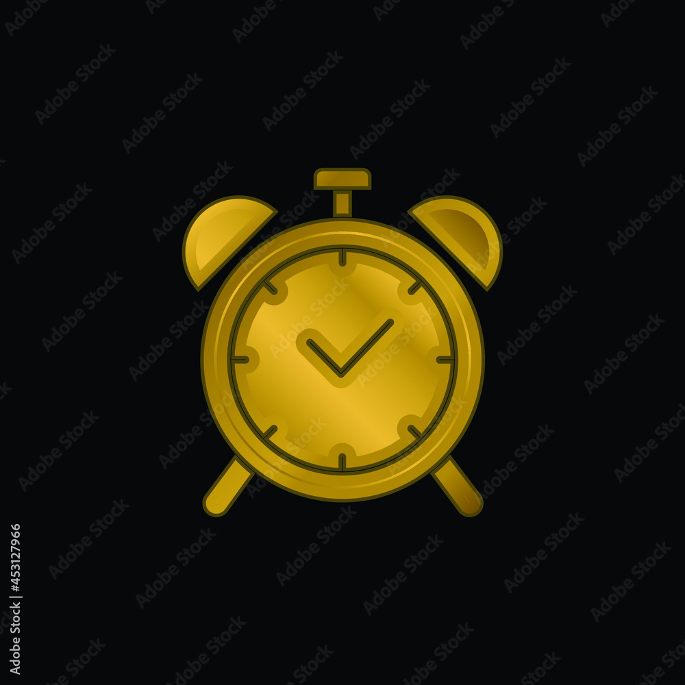 Alarm gold plated metalic icon or logo vector Alarm gold plated metalic icon or logo vector
