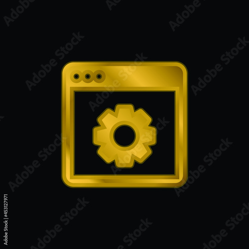 App gold plated metalic icon or logo vector