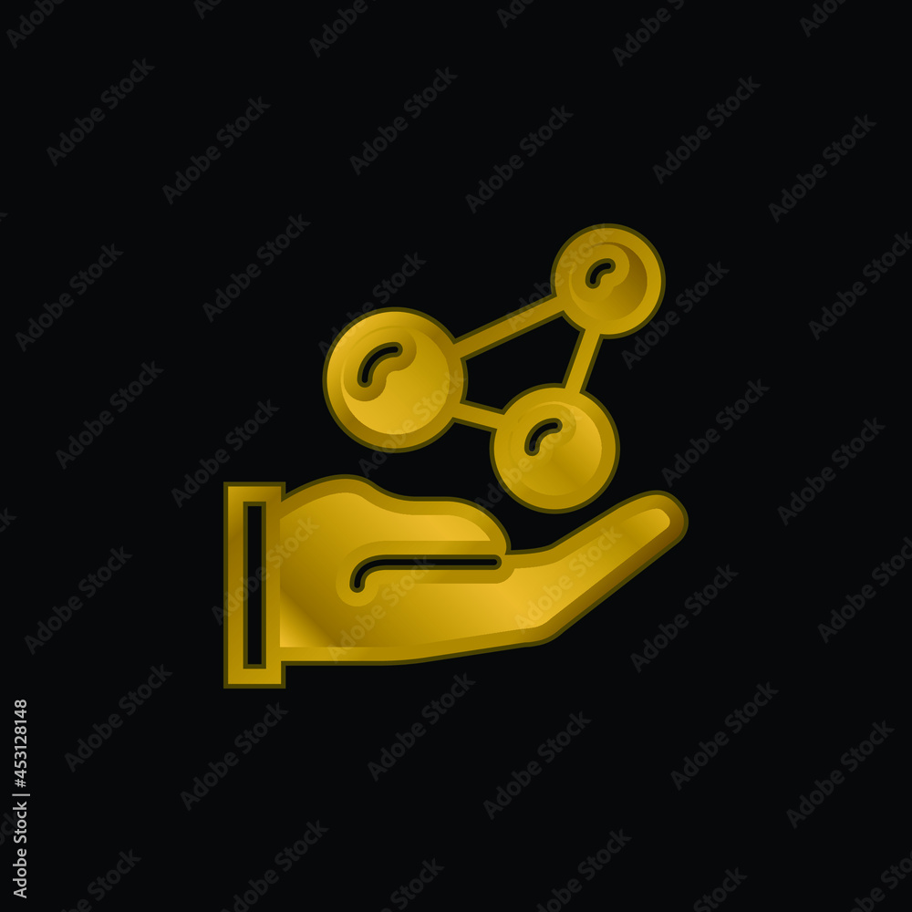 Atoms gold plated metalic icon or logo vector Atoms gold plated metalic icon or logo vector