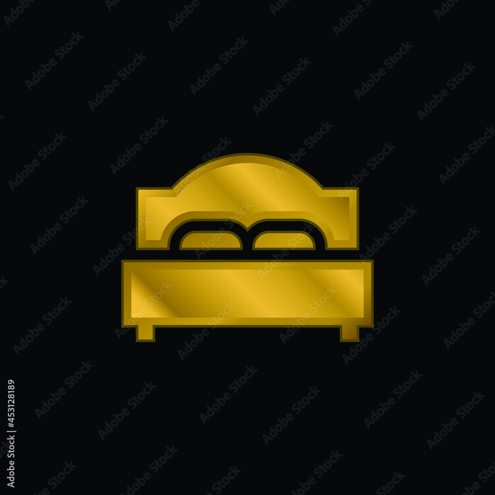Bed gold plated metalic icon or logo vector Bed gold plated metalic icon or logo vector