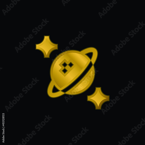 Astrophysics gold plated metalic icon or logo vector